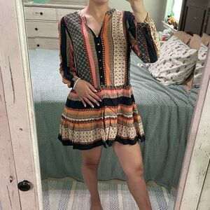 Loft long sleeve mini dress with print